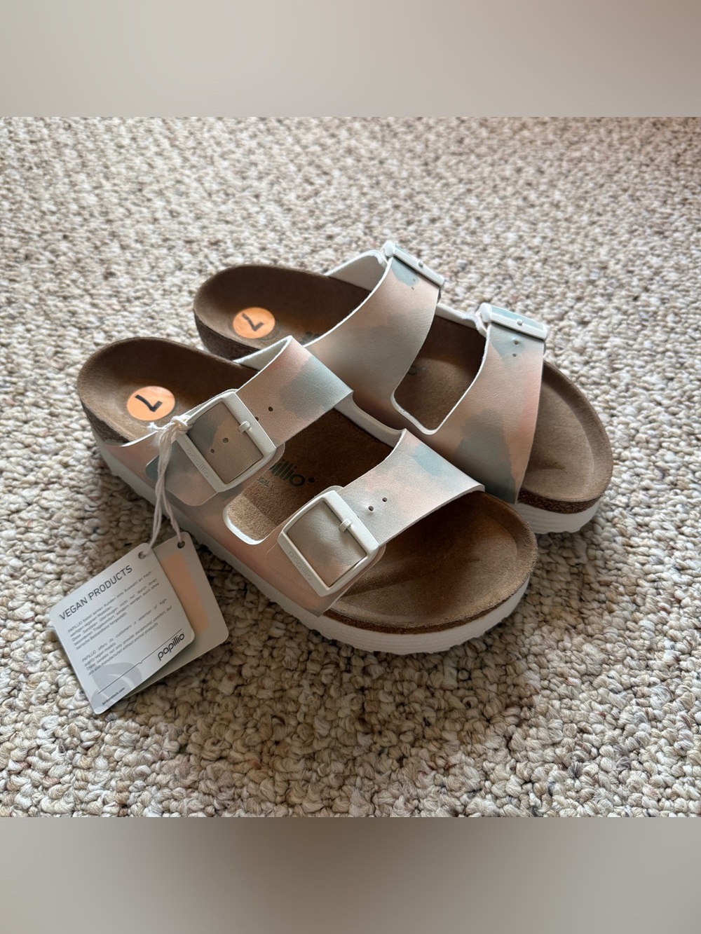 NWT Birkenstock Papillio Arizona Grooved Watercolor Platform Sandal Size US 7